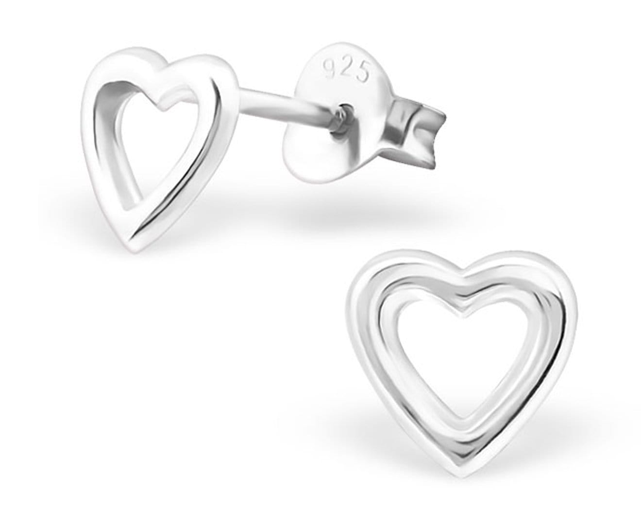 Sterling Silver Heart Ear Studs