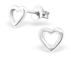 Sterling Silver Heart Ear Studs