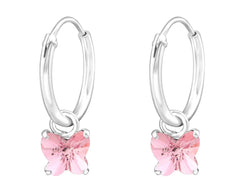 Sterling Silver Hanging Butterfly Crystal Ear Hoop