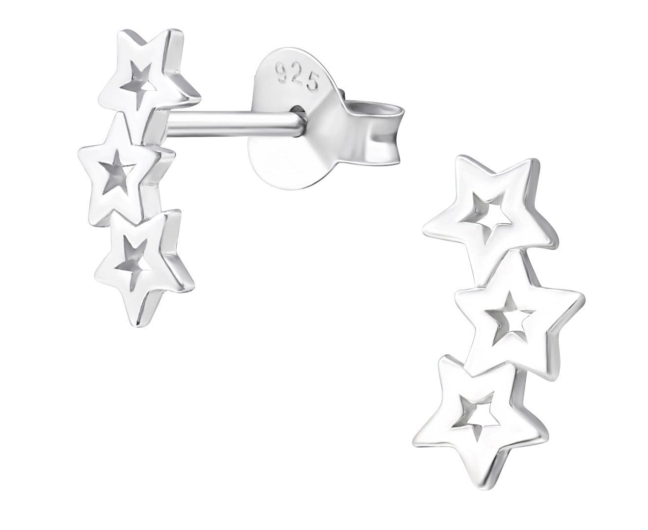 Sterling Silver Triple Star Ear Studs