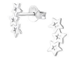 Sterling Silver Triple Star Ear Studs