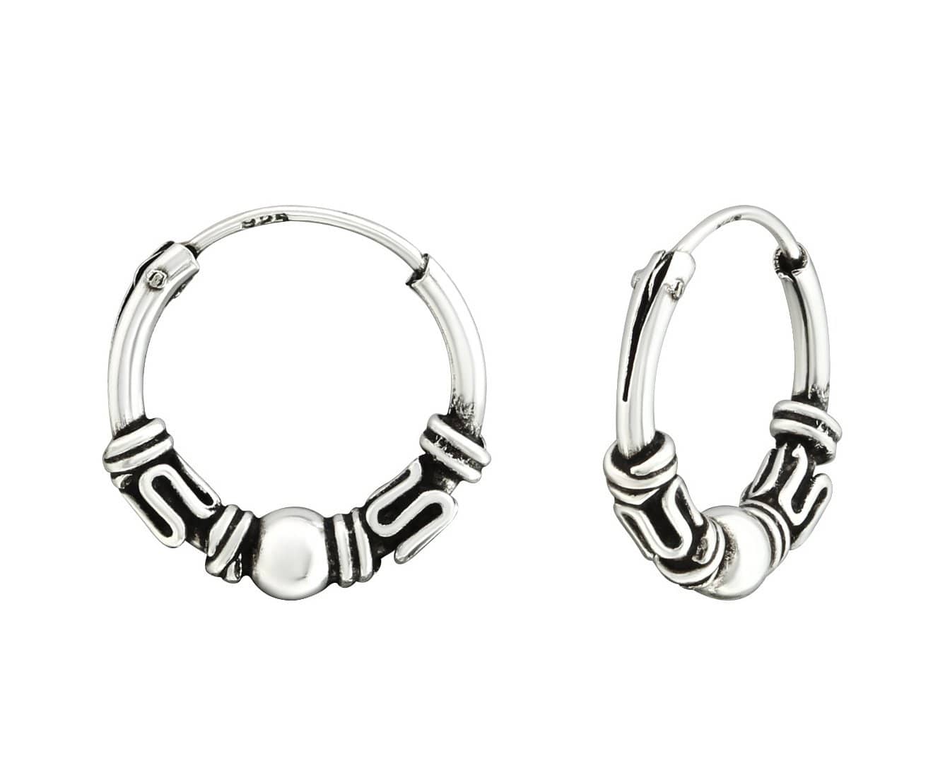 Sterling Silver 12mm Bali Hoops