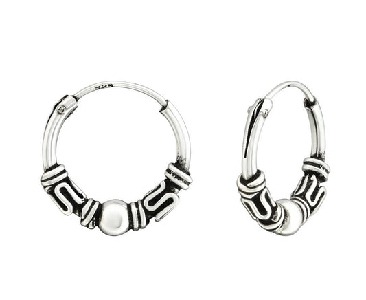 Sterling Silver 12mm Bali Hoops