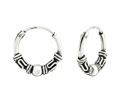Sterling Silver 12mm Bali Hoops