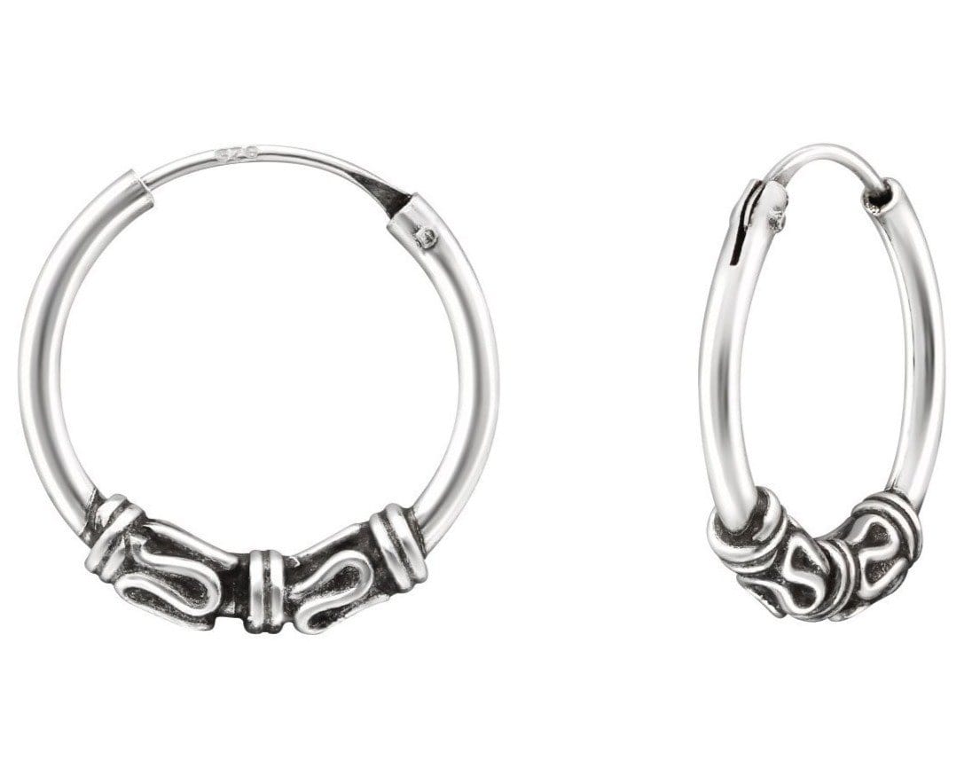 Sterling Silver 14mm Bali Hoops