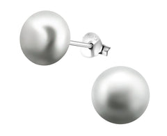 Sterling Silver 9mm Gray Freshwater Pearl Ear Studs