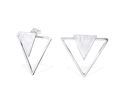 Sterling Silver Triangle Double Earrings