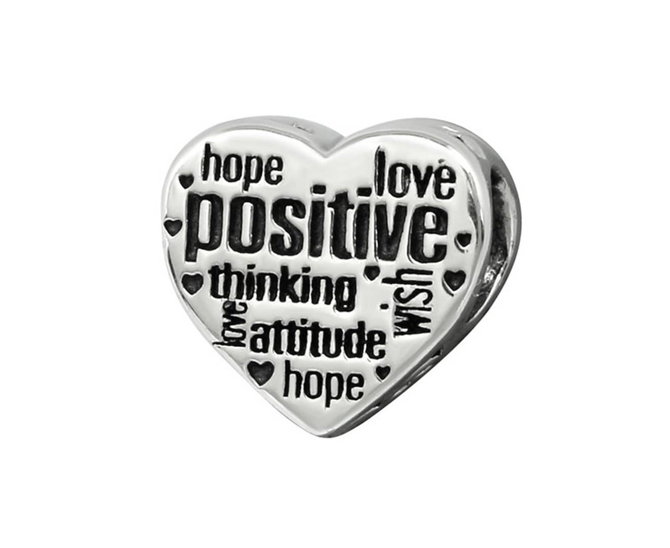 Sterling Silver Heart Positive Jeweled Bead