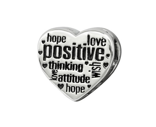 Sterling Silver Heart Positive Jeweled Bead