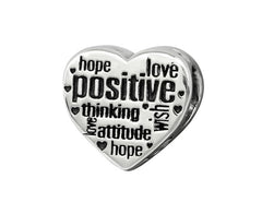 Sterling Silver Heart Positive Jeweled Bead