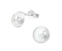 Sterling Silver Night Sky Opal Fire Snow Stud Earrings