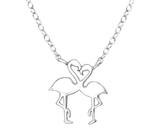 Sterling Silver Flamingo couple Necklace