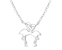 Sterling Silver Flamingo couple Necklace