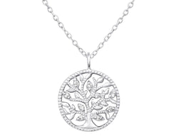 Sterling Silver Cubic Zirconia Tree Of Life Necklace