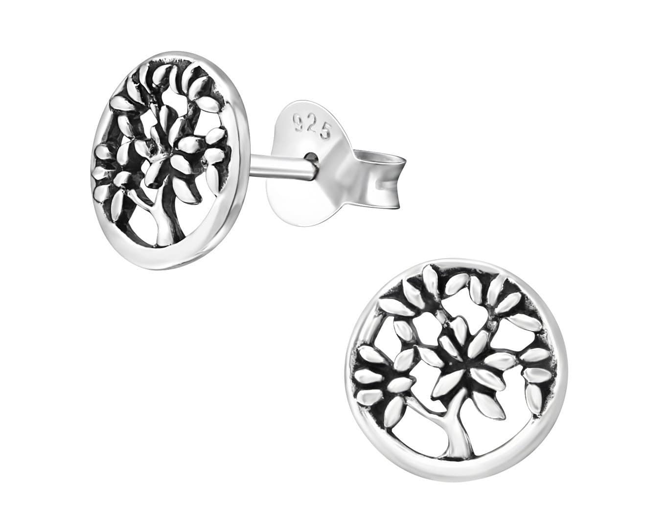 Sterling Silver Tree Of Life Stud Earrings