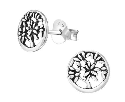 Sterling Silver Tree Of Life Stud Earrings