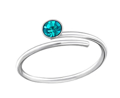 Sterling Silver Crystal Adjustable Toe Rings