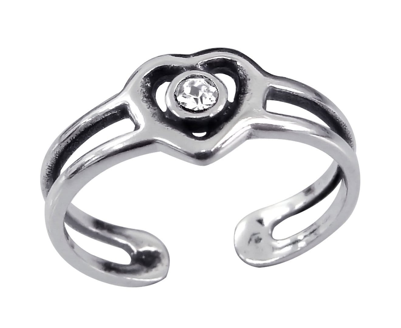Sterling Silver Crystal Heart Toe Ring