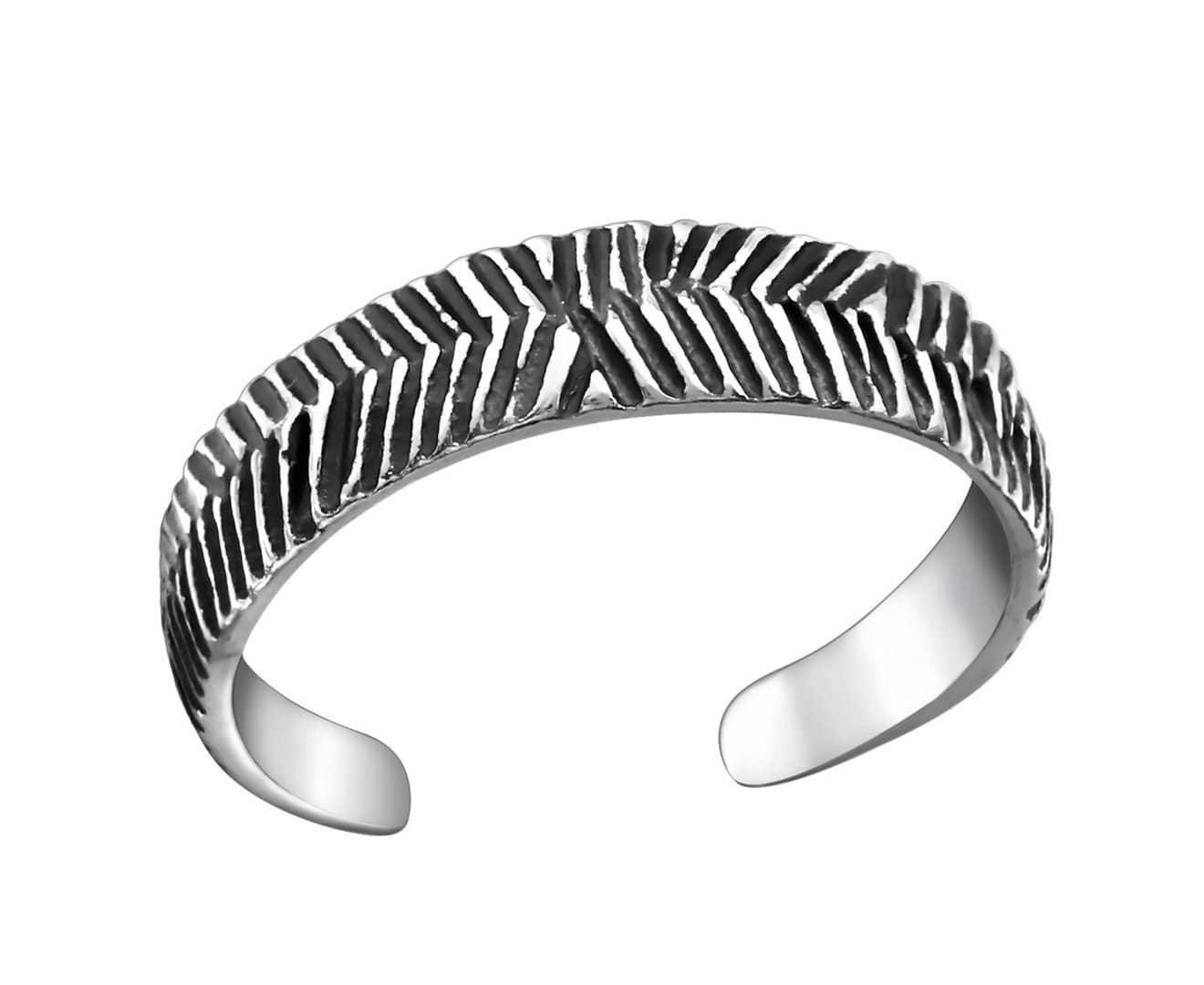 Sterling Silver Patterned Adjustable Toe Ring