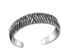 Sterling Silver Patterned Adjustable Toe Ring