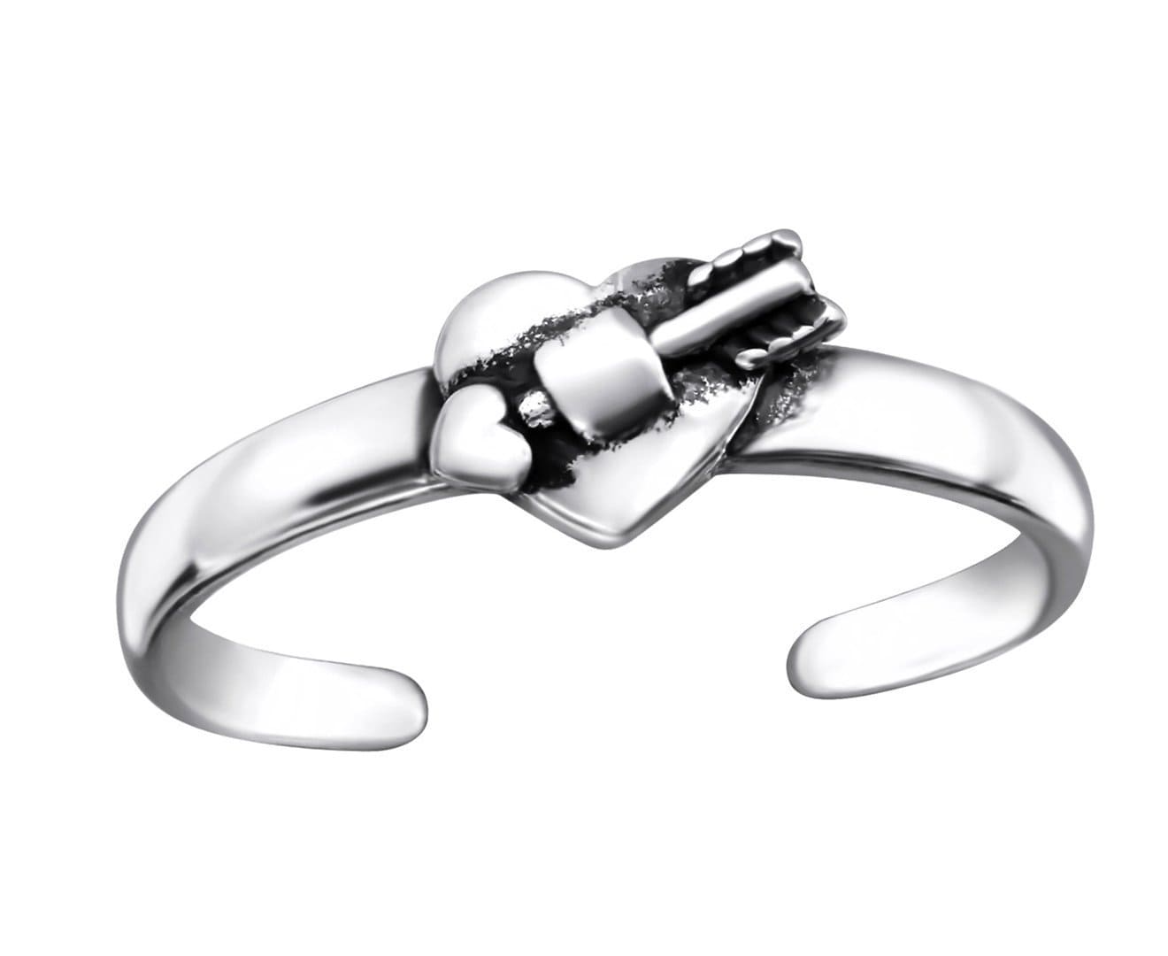 Sterling Silver Heart Adjustable Toe Ring