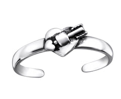 Sterling Silver Heart Adjustable Toe Ring