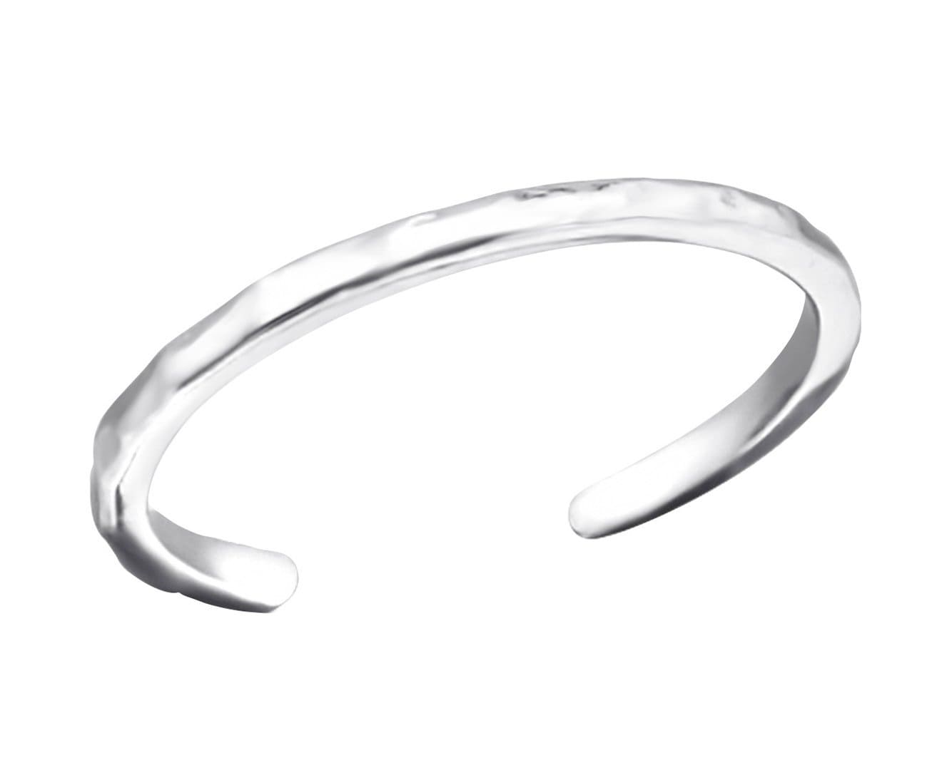 Adjustable 925 sterling silver plain toe ring with a slim polished open band, 1.2 mm profile and gift-box presentation, available in Australia.