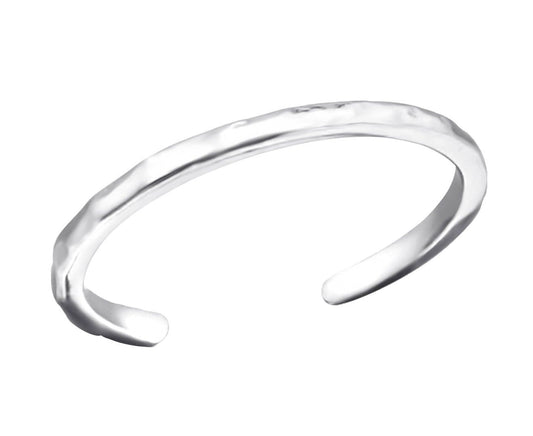 Adjustable 925 sterling silver plain toe ring with a slim polished open band, 1.2 mm profile and gift-box presentation, available in Australia.