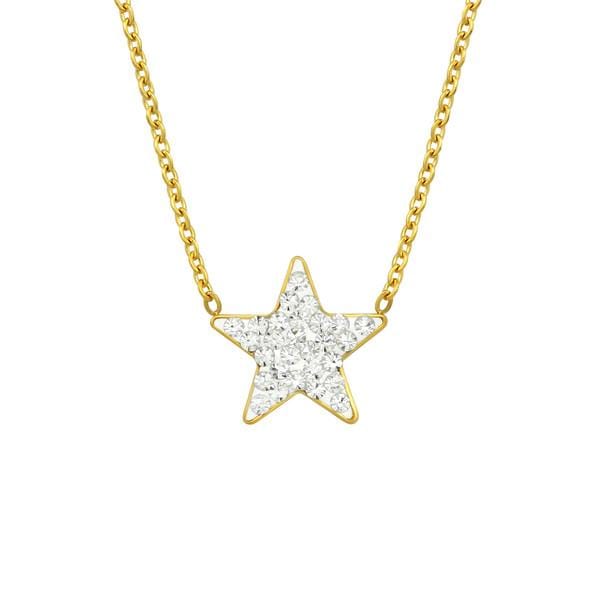 Gold Steel Crystal Star Necklace