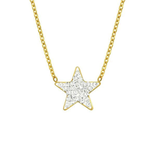 Gold Steel Crystal Star Necklace