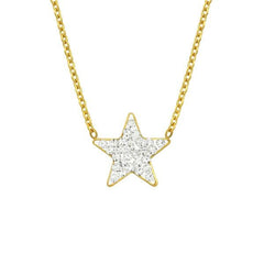 Gold Steel Crystal Star Necklace