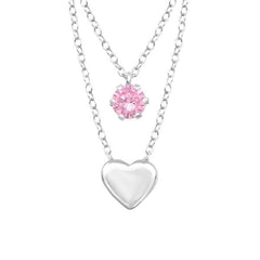Silver Heart Necklace with CZ