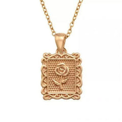 Rose Silver Gold Framed Flower Necklace