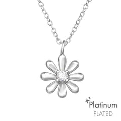 Platinum Silver Flower necklace