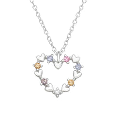 Silver Colorful Heart Necklace