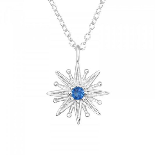 Silver Northern Star Blue Topaz Necklace