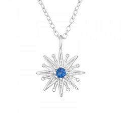 Silver Northern Star Blue Topaz Necklace