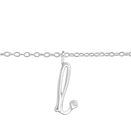 Silver Cubic Zirconia "L" Silver Anklet