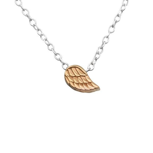 Silver Rose Gold Wing Necklace