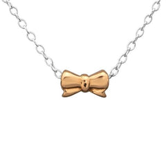 Silver Tie Bow Necklace