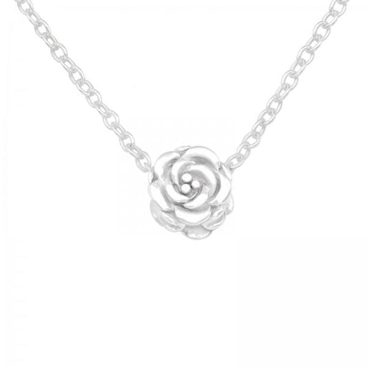 Silver Rose Pendant Necklace