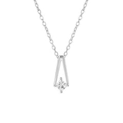 Silver CZ Crystal Geometric Necklace