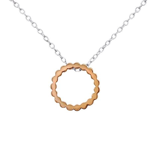 Silver Rose Gold Circle Necklace