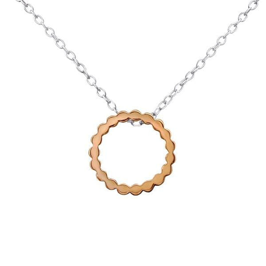 Silver Rose Gold Circle Necklace
