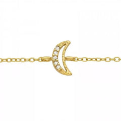 Gold Moon Bracelet with Crystal