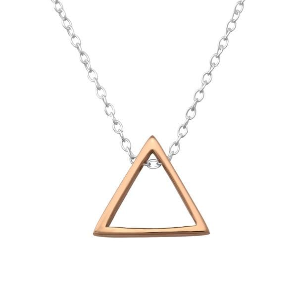Silver Rose Gold Triangle Necklace