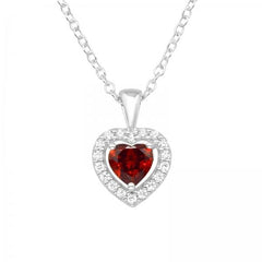 Silver Red Heart Necklace