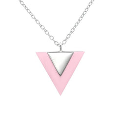 Silver Rose Quartz Triangle Necklace