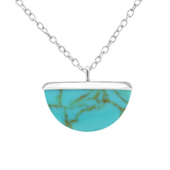 Silver Semi Circle Opal Necklace