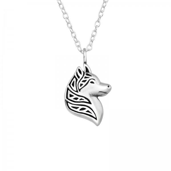 Silver Wolf Pendant Necklace
